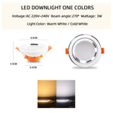 Downlight 3W 5W led Downlight AC220V 240V six color recessed led downlight lamps Kitchen living room Indoor recessed downlight