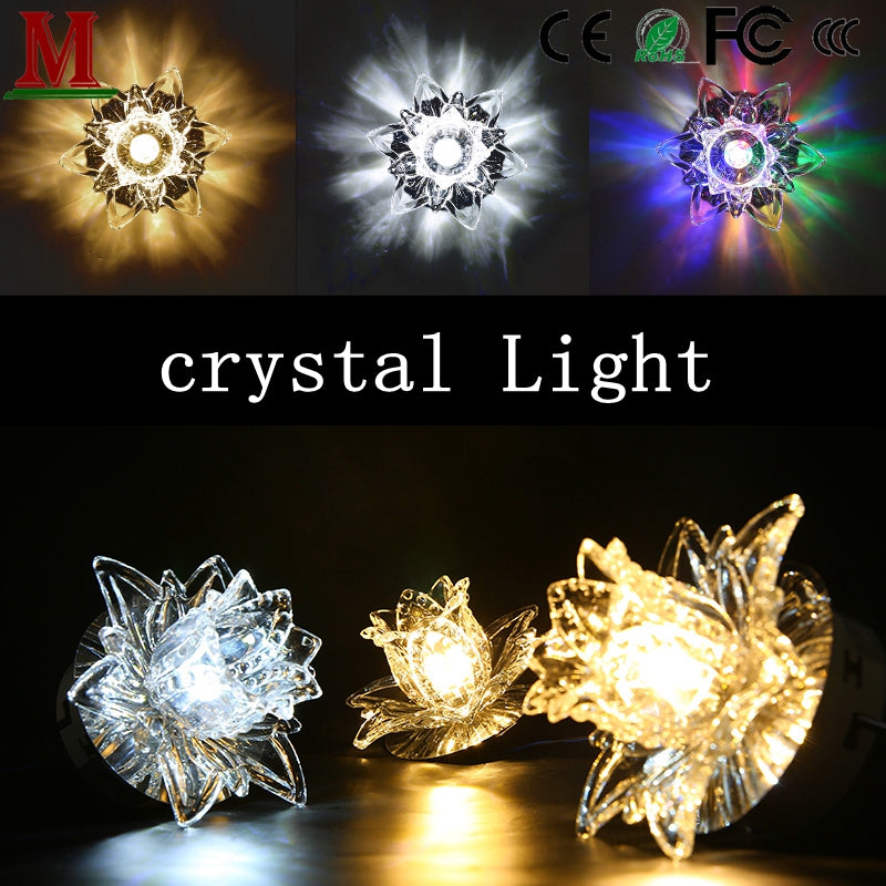 LED Surface Mounted Crystal Spotlights Recessed Downlights 5w Ceiling Lights Modern Simple Creative Energy Saving Lamps