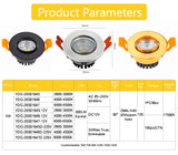 Embedded LED COB Downlight 3W 5W 7W 9W Adjustable Round LED Ceiling Lamp AC90-260V LED Spot Light Indoor Lighting