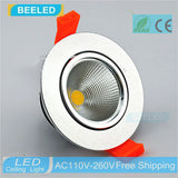 LED COB downlight Recessed 3W 5W 7W silver aluminum body LED Ceiling lights Spot Light Lamp Cool white warm white led lamp