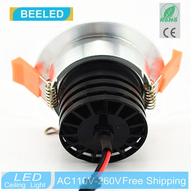 LED COB downlight Recessed 3W 5W 7W silver aluminum body LED Ceiling lights Spot Light Lamp Cool white warm white led lamp
