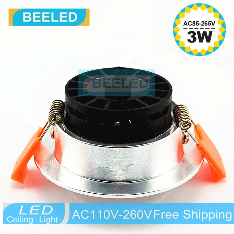 LED COB downlight Recessed 3W 5W 7W silver aluminum body LED Ceiling lights Spot Light Lamp Cool white warm white led lamp