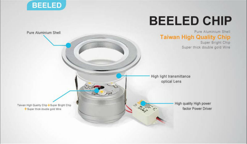 LED COB downlight Recessed 3W 5W 7W silver aluminum body LED Ceiling lights Spot Light Lamp Cool white warm white led lamp