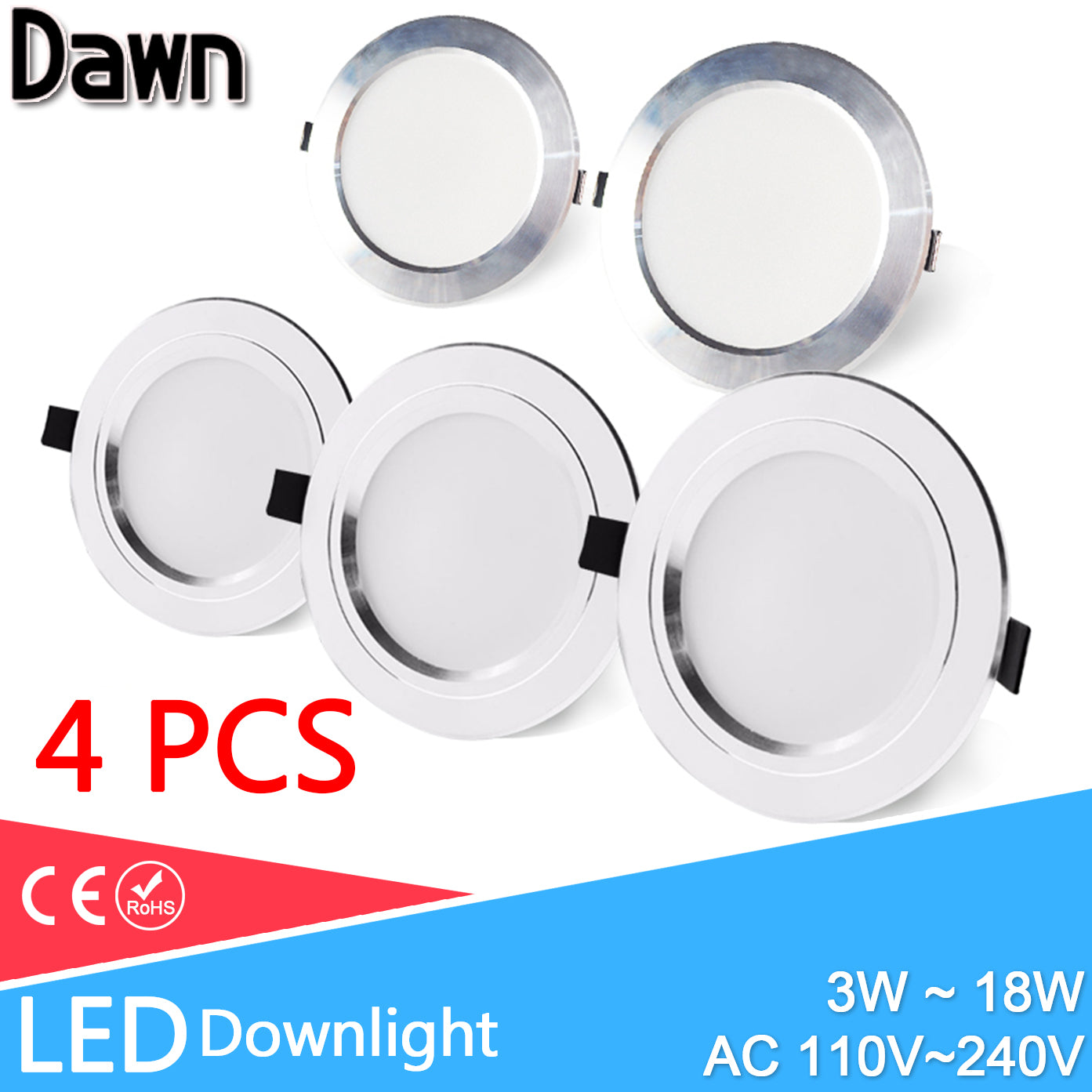 Ultra Thin LED Downlight 110V 220V Round LED Ceiling Recessed Spot Light Down Light 4pcs 3W 7W 9W 10W 12W 15W 18W spotlight