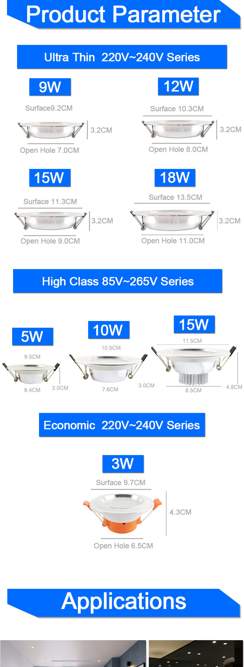 Ultra Thin LED Downlight 110V 220V Round LED Ceiling Recessed Spot Light Down Light 4pcs 3W 7W 9W 10W 12W 15W 18W spotlight