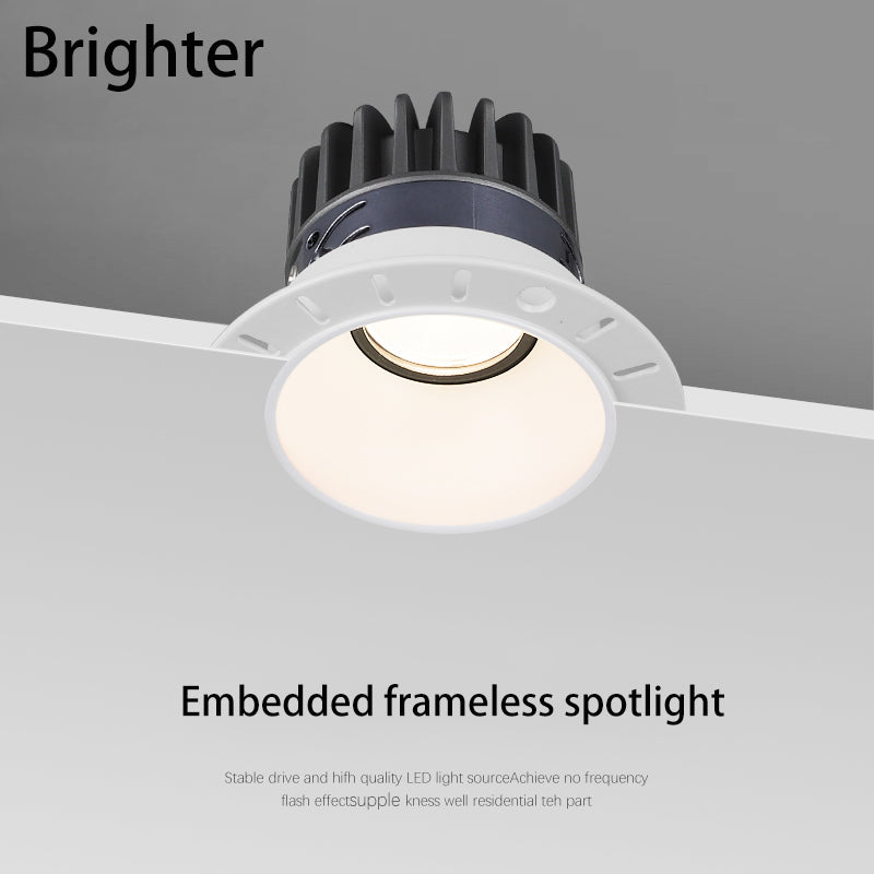 BRGT LED Spot Light Frameless Embedded Lights 7W COB Ceiling Lamp 85-265V Trimless Aluminum Recessed Downlight Indoor Lighting