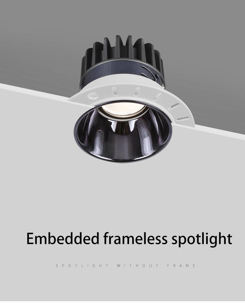 BRGT LED Spot Light Frameless Embedded Lights 7W COB Ceiling Lamp 85-265V Trimless Aluminum Recessed Downlight Indoor Lighting