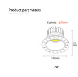 BRGT LED Spot Light Frameless Embedded Lights 7W COB Ceiling Lamp 85-265V Trimless Aluminum Recessed Downlight Indoor Lighting