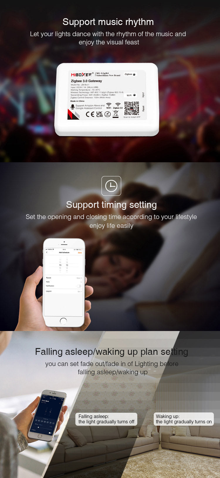 Miboxer Zigbee 3.0 6W/12W RGB+CCT LED Downlight FUT066Z FUT068Z 2700-6500K Ceiling Light Round Panel lamp