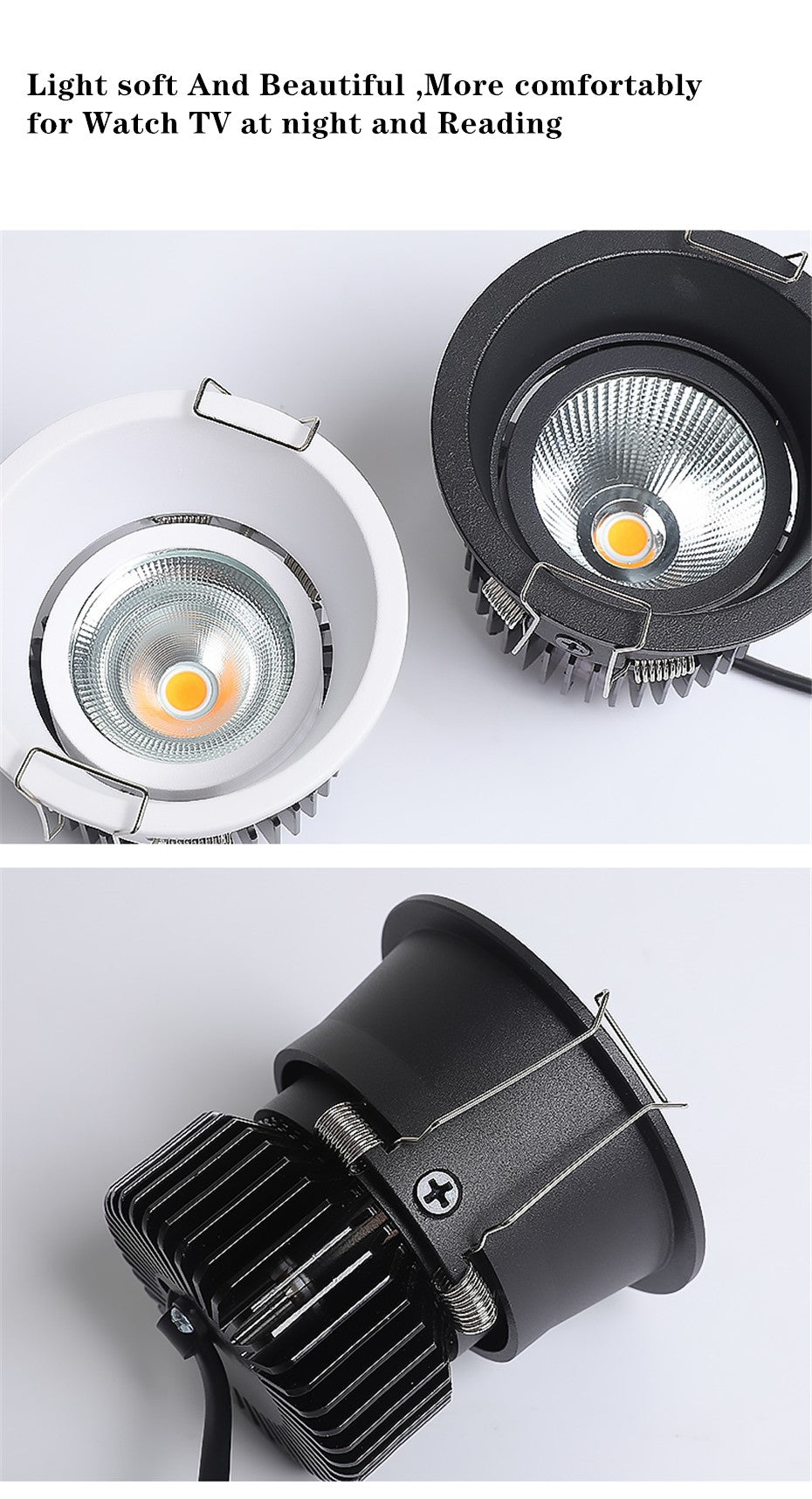 Narrow Side Downlight Embedded Led Ceiling Downlight Anti glare Recessed Ceiling Lamp Lighting 5W 7W 12W Dimmable For Home Room