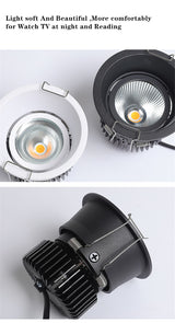 Narrow Side Downlight Embedded Led Ceiling Downlight Anti glare Recessed Ceiling Lamp Lighting 5W 7W 12W Dimmable For Home Room