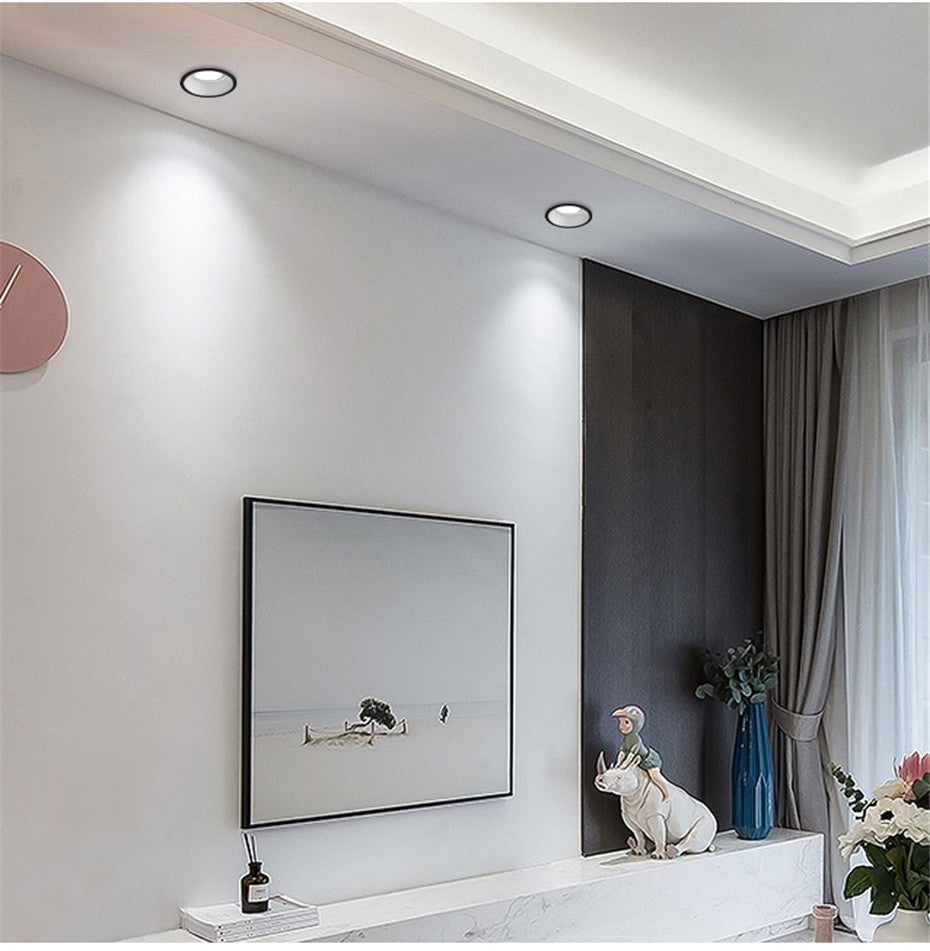 Narrow Side Downlight Embedded Led Ceiling Downlight Anti glare Recessed Ceiling Lamp Lighting 5W 7W 12W Dimmable For Home Room