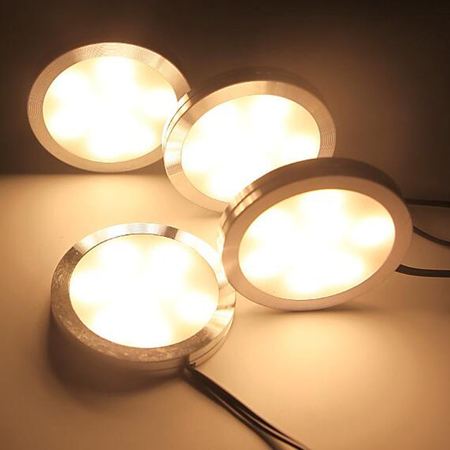 LED Downlight Under Cabinet Light DC12V 2.5W Dimmable LED Downlight Puck Light for Home Kitchen Showcase Cupboard Warm White