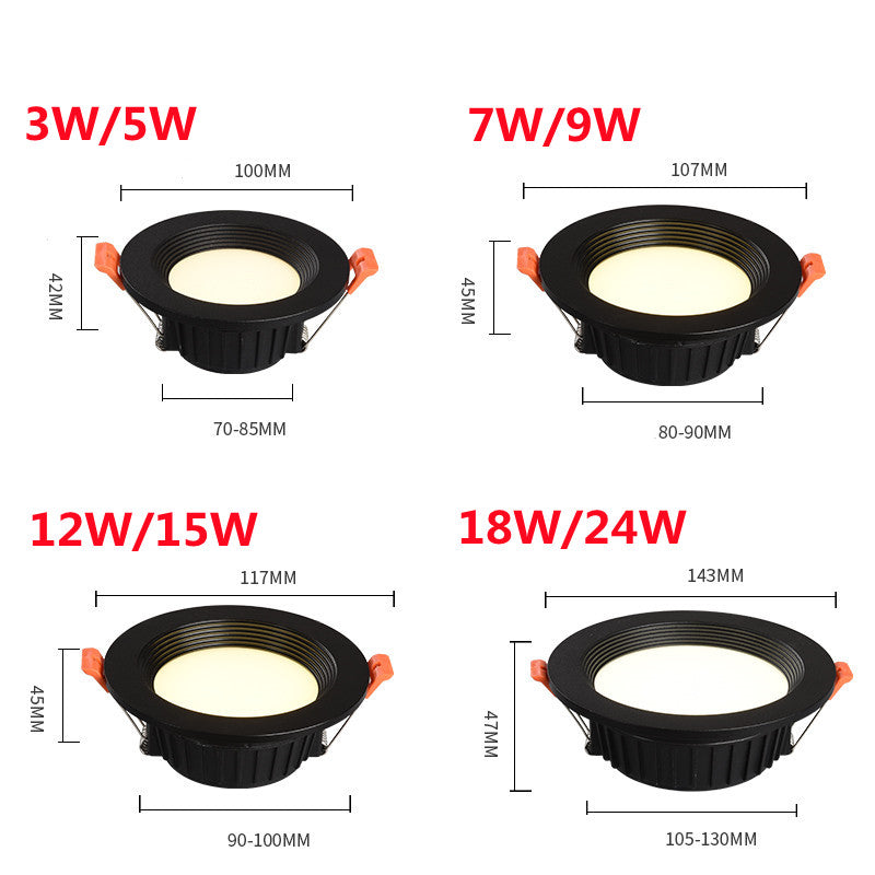 Dimmable 110V 220V Round Recessed LED Ceiling Lsmp Spot Light Downlight 3W 5W 7W 12W Cold/Warm white For Indoor Lighting
