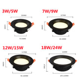 Dimmable 110V 220V Round Recessed LED Ceiling Lsmp Spot Light Downlight 3W 5W 7W 12W Cold/Warm white For Indoor Lighting