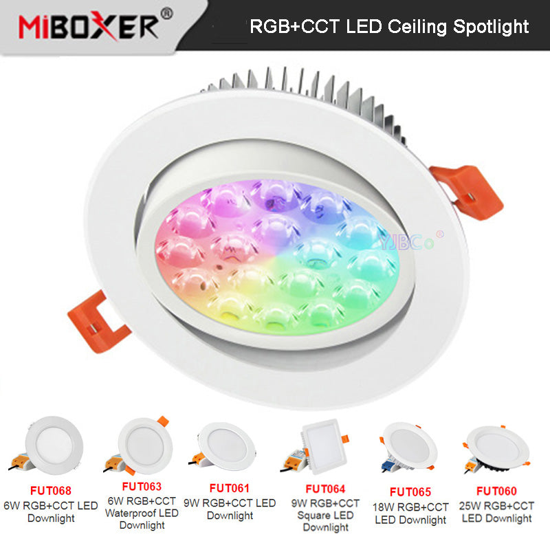 Miboxer 9W Square RGB+CCT LED Downlight FUT064 spotlight ceiling lamp 2.4G Remote APP Control