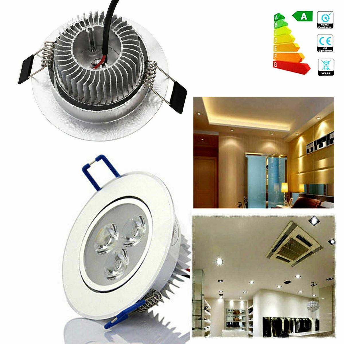 LED Recessed Ceiling Downlight Cool Warm Natural White 6W Panel Lamp 220V 110V with Driver Down Light Spotlights for Home Hotel