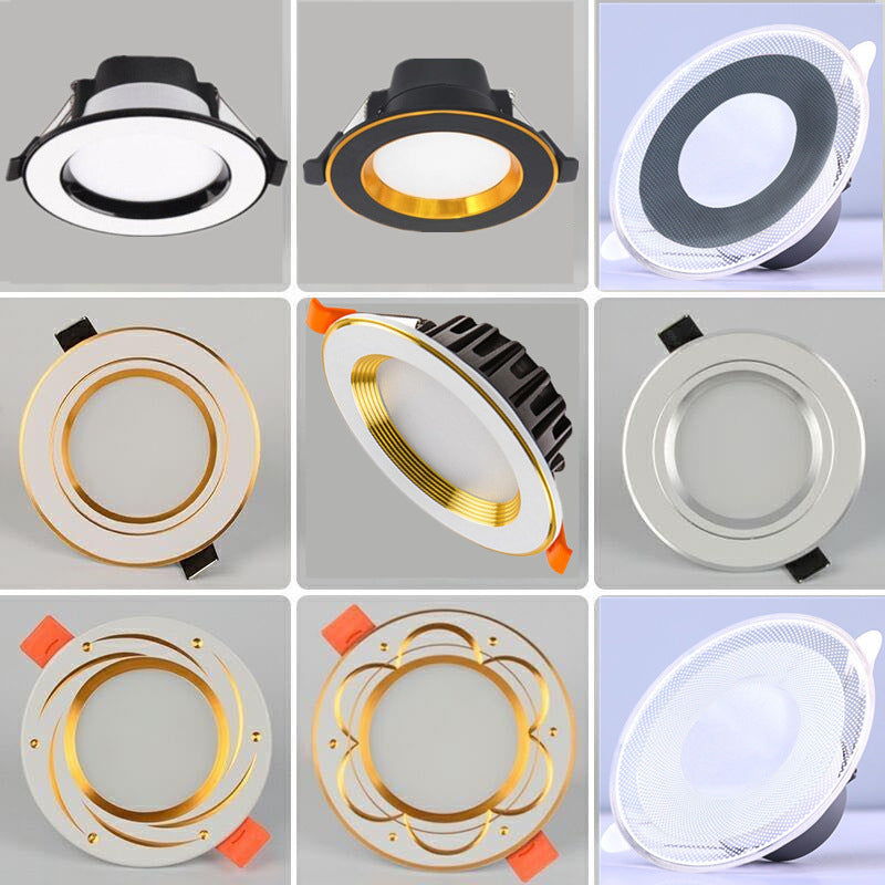 LED Ceiling Tricolor  Lights Downlight  Frosted  Lens, 220V 5W Anti-glare and Scratch Resistant FOR  Indoor Lighting