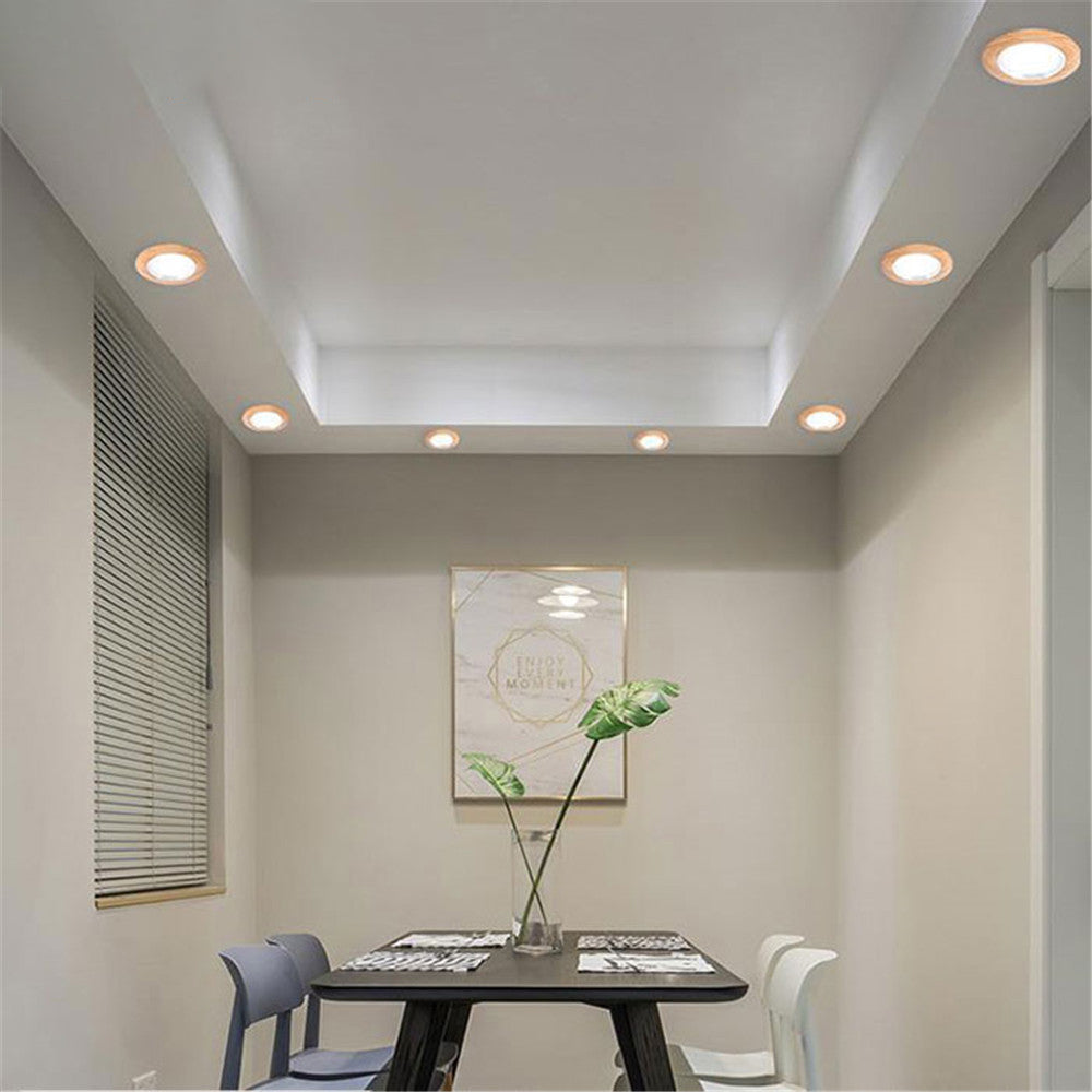 Led Downlight Ronde 5W 7W Led Verzonken Rubber Hout  Plafond Lamp Industriële Office Mall Ceilling Down Verlichting Aisle Light