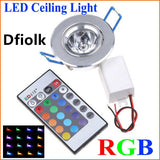 LED Light Bulbs Lamp 3W RGB 16 Colors Spot Light AC85-265V + IR Remote Control RGB LED Ceiling Downlight