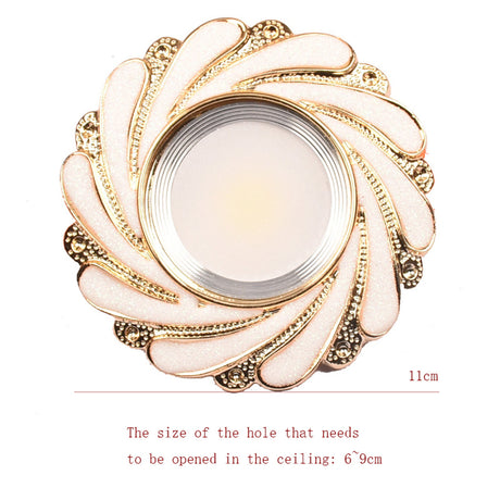 European Spiral Gold Powder White Resin Led Downlights 5W 7W 8Cm HOLE Living Room Restaurant Loft Corridor Embedded Spot Lamp