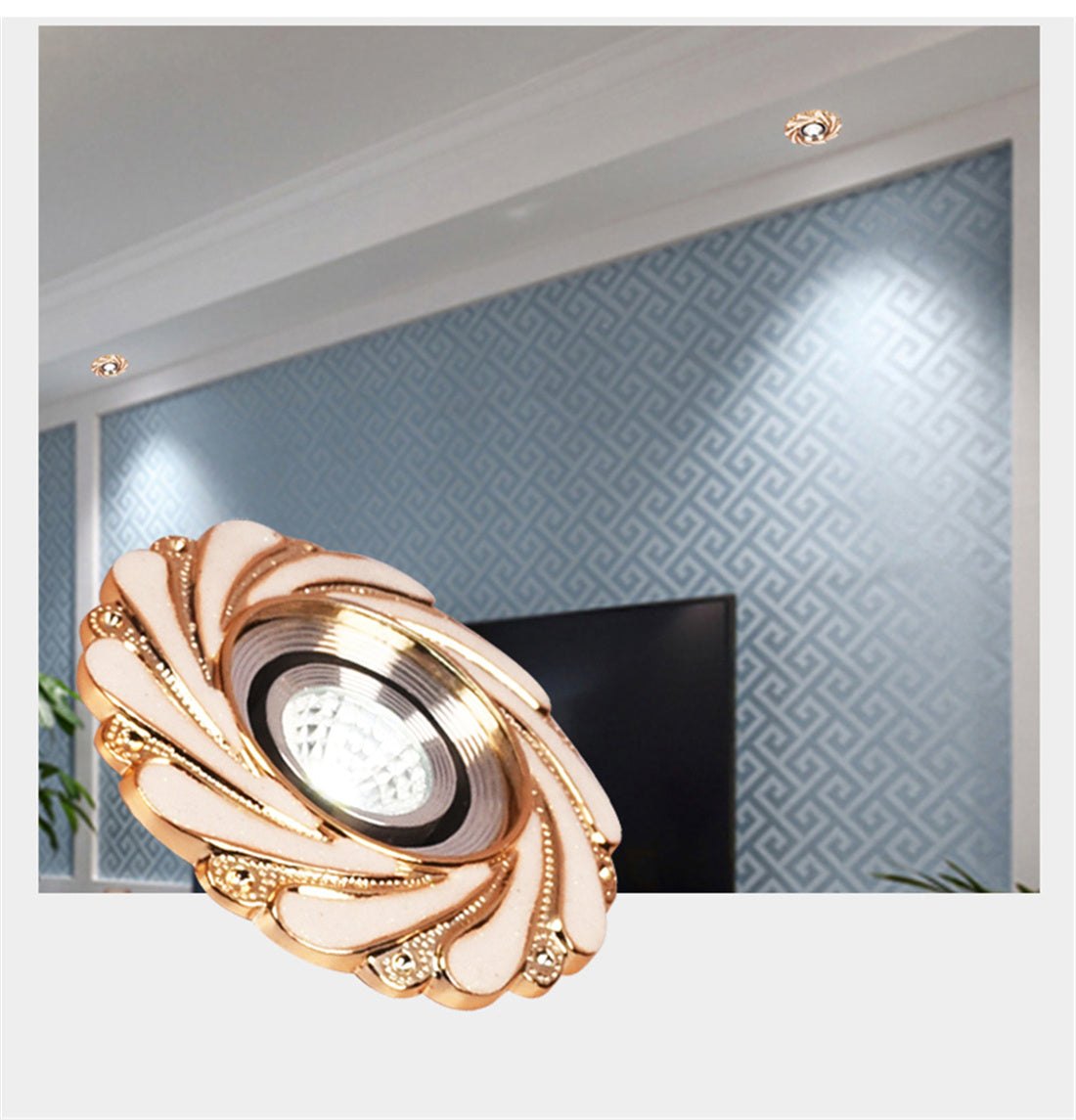 European Spiral Gold Powder White Resin Led Downlights 5W 7W 8Cm HOLE Living Room Restaurant Loft Corridor Embedded Spot Lamp