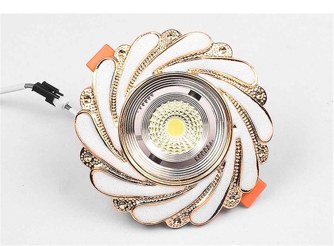 European Spiral Gold Powder White Resin Led Downlights 5W 7W 8Cm HOLE Living Room Restaurant Loft Corridor Embedded Spot Lamp