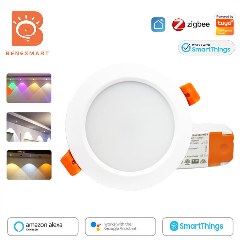 Benexmart ZigBee 3.0 Led Recessed Ceiling Light Support Downlight RGBCW 3.5 Inch 12w Alexa Google Home Smart things App Control