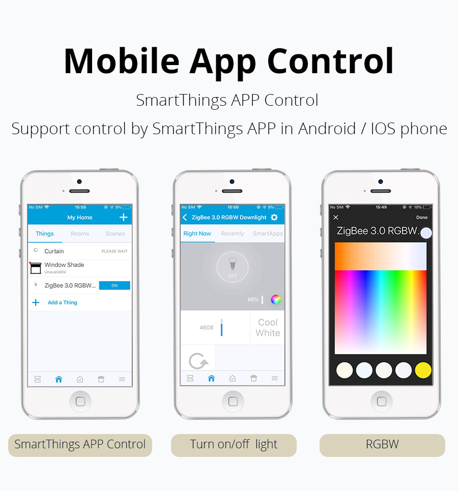 Benexmart ZigBee 3.0 Led Recessed Ceiling Light Support Downlight RGBCW 3.5 Inch 12w Alexa Google Home Smart things App Control