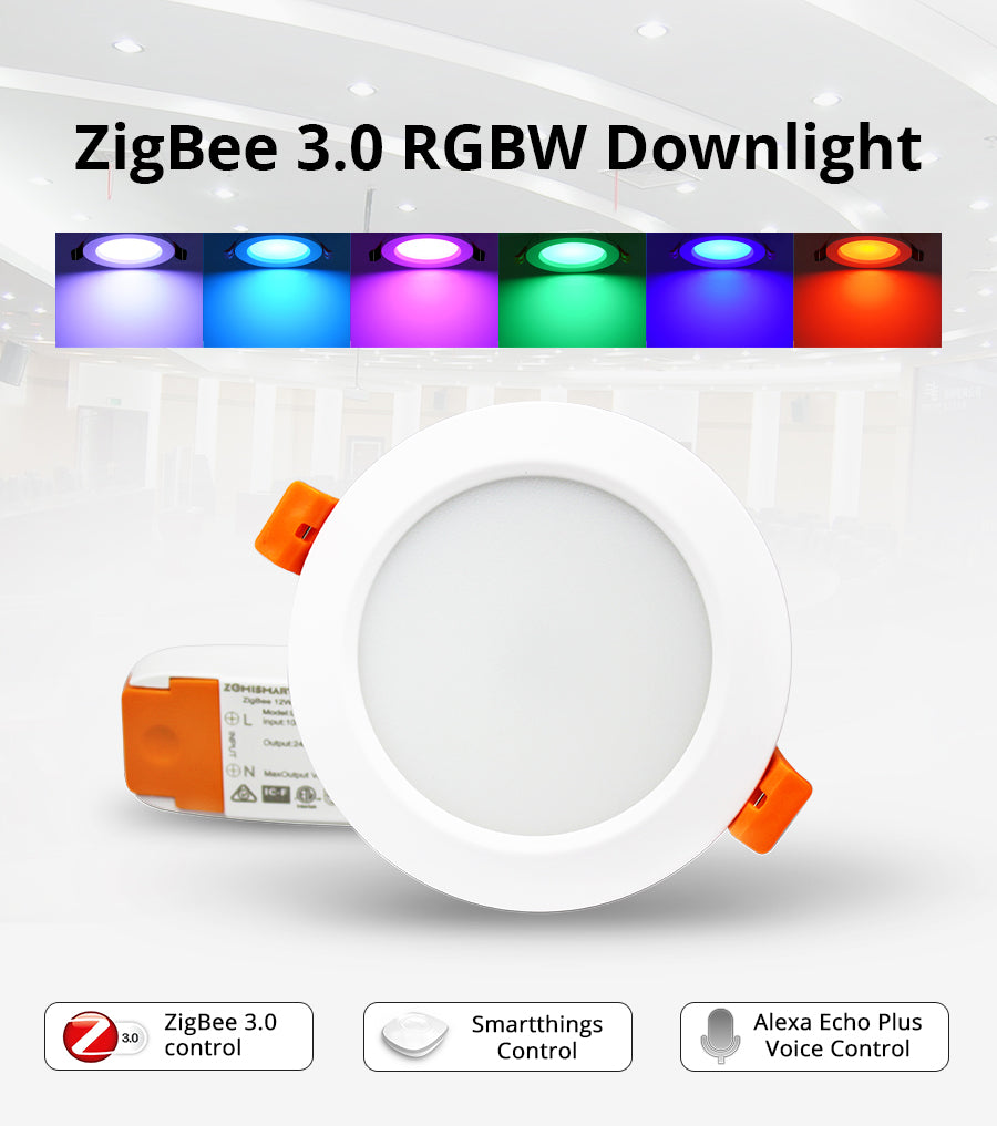 Benexmart ZigBee 3.0 Led Recessed Ceiling Light Support Downlight RGBCW 3.5 Inch 12w Alexa Google Home Smart things App Control