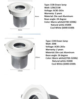 Round Downlights Led Spot Double Warm White Cold White 12W 15W 20W COB Adjustable 5pcs/lot Embedded Cattle Eye Lamp AC90-265V