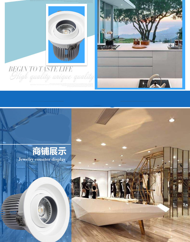 Round Downlights Led Spot Double Warm White Cold White 12W 15W 20W COB Adjustable 5pcs/lot Embedded Cattle Eye Lamp AC90-265V