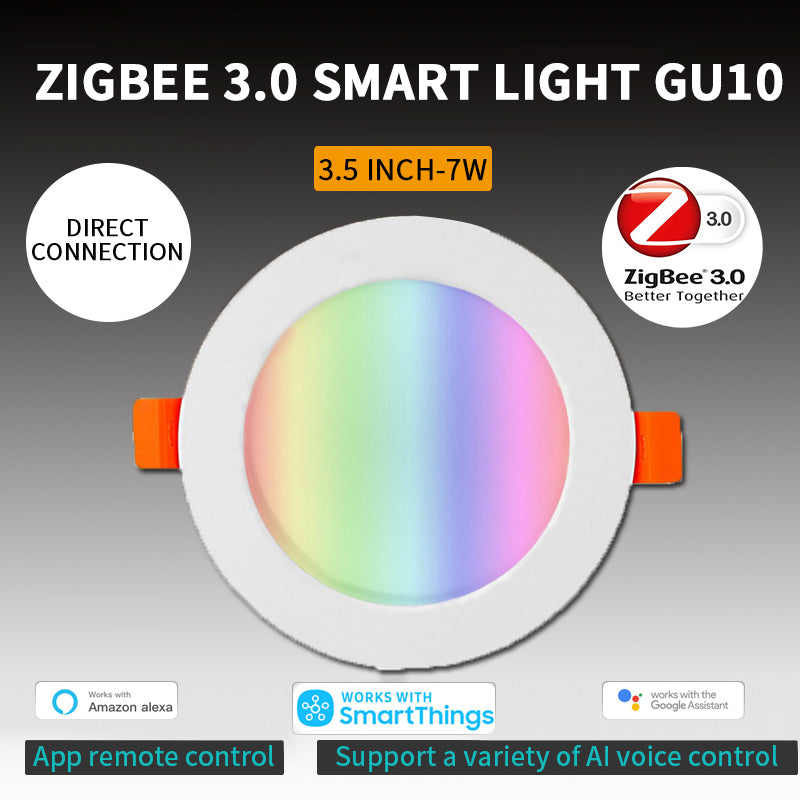 Tuya Zigbee RGB LED Downlight Smart Spot Ceiling Light Music Rhythm Smart Gateway Voice Control By Alexa Google Smart Home