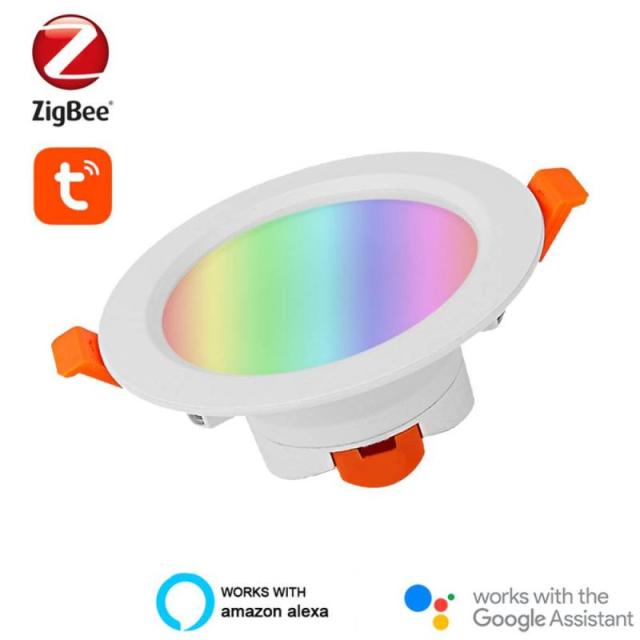 Tuya Zigbee RGB LED Downlight Smart Spot Ceiling Light Music Rhythm Smart Gateway Voice Control By Alexa Google Smart Home