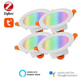 Tuya Zigbee RGB LED Downlight Smart Spot Ceiling Light Music Rhythm Smart Gateway Voice Control By Alexa Google Smart Home