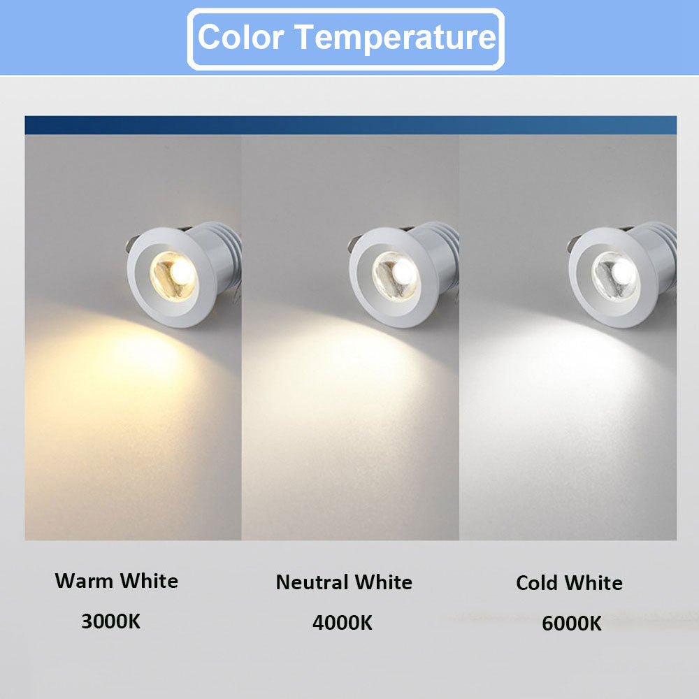 Mini Spot 1W LED Recessed Downlight White/Black/Grey Cabinet Light Recessed Ceiling Spot Light Embedded Down Light