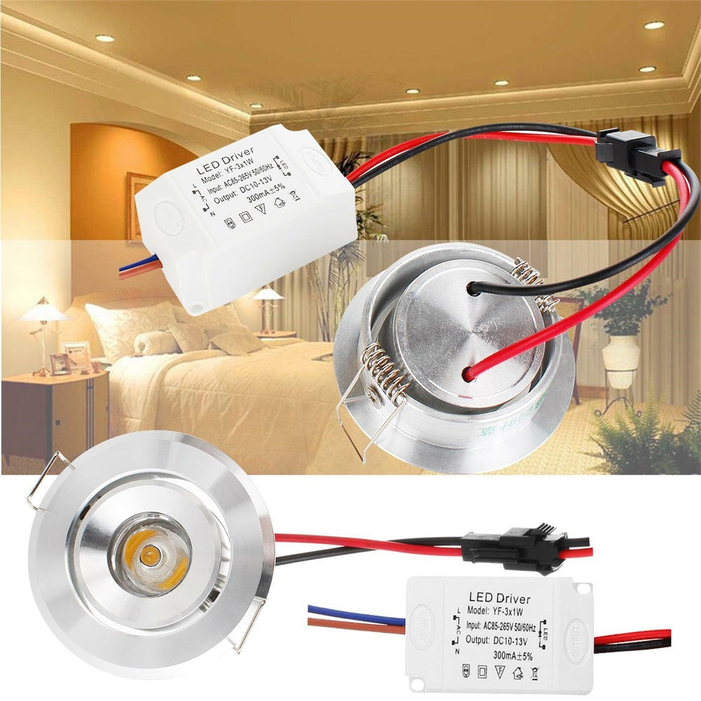 Mini LED Recessed COB Ceiling Light Downlight Bulb 3W 85V-265V High Power 5Pcs 2.04inch Lamps Indoor Lighting Office Shop Decor