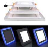 Two Color LED Panel Light Square 6W 9W 16W 24W 3 Model LED Downlight Recessed Ceiling Indoor Light White + Blue 110V 220V