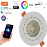 Work with Google Alexa Tuya Siri Smart Control RGBW Recessed LED Dimmable Downlight 9W Angle Adjustable Spot Light Ceiling Lamp