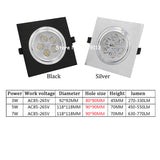 LED Square Down Lights 3W 5W 7W Recessed Dimmable Downlights 110V 220V Spot Indoor Ceiling Home Lighting