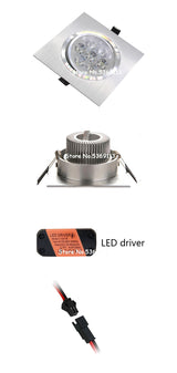 LED Square Down Lights 3W 5W 7W Recessed Dimmable Downlights 110V 220V Spot Indoor Ceiling Home Lighting