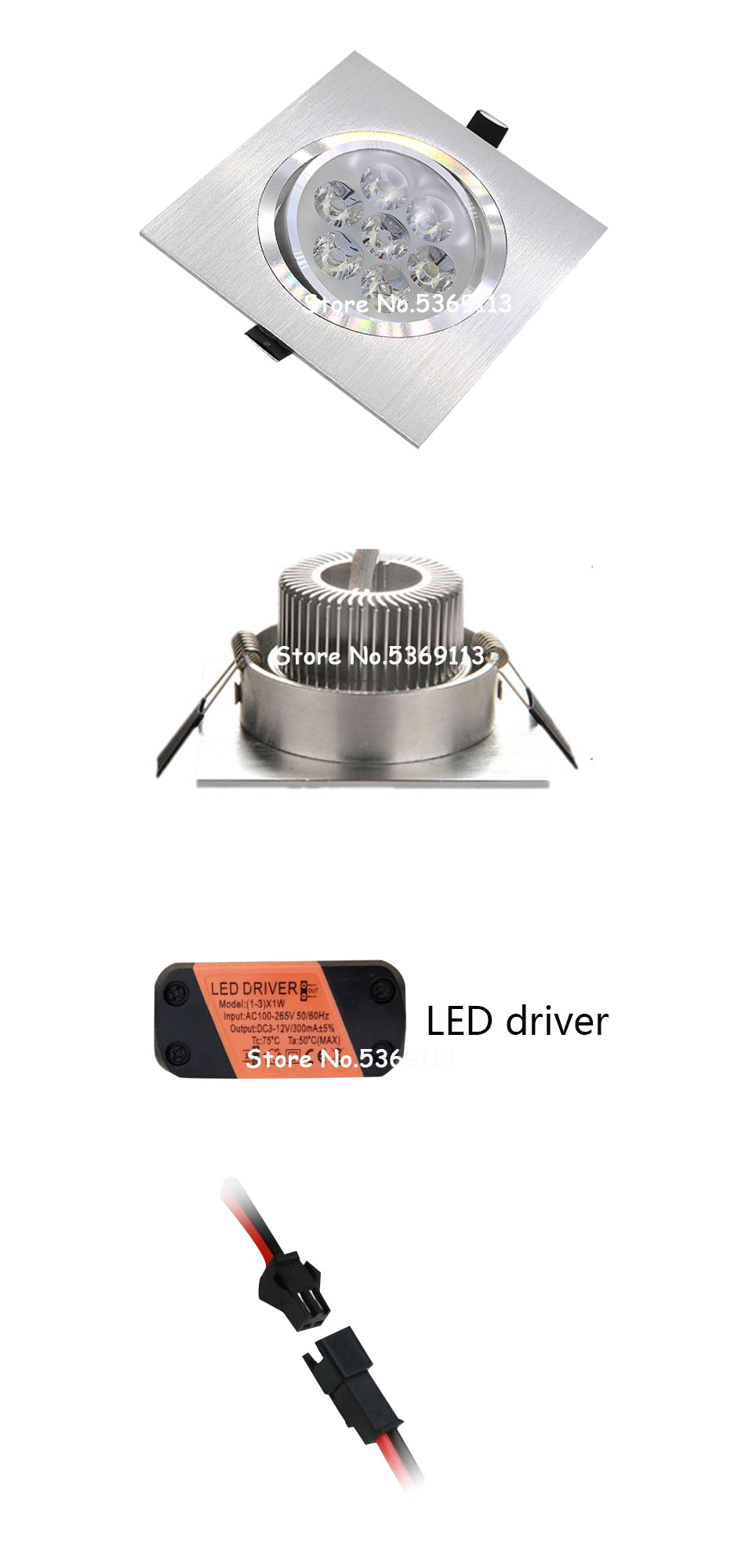 LED Square Down Lights 3W 5W 7W Recessed Dimmable Downlights 110V 220V Spot Indoor Ceiling Home Lighting