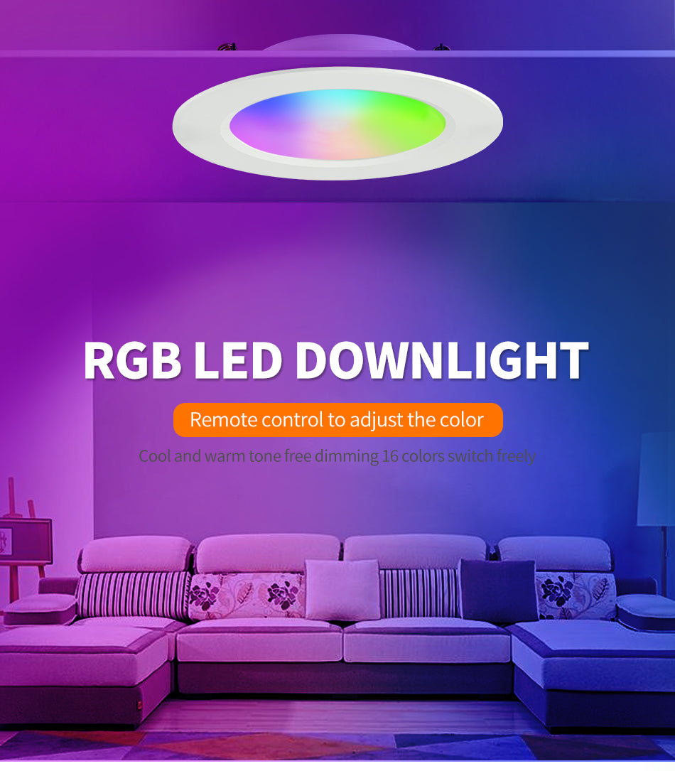 RGB W/WW Downlight Led 10W/20W Ceiling Decorative Downlight Living Room Background Wall Downlight RGB Remote Control Downlight