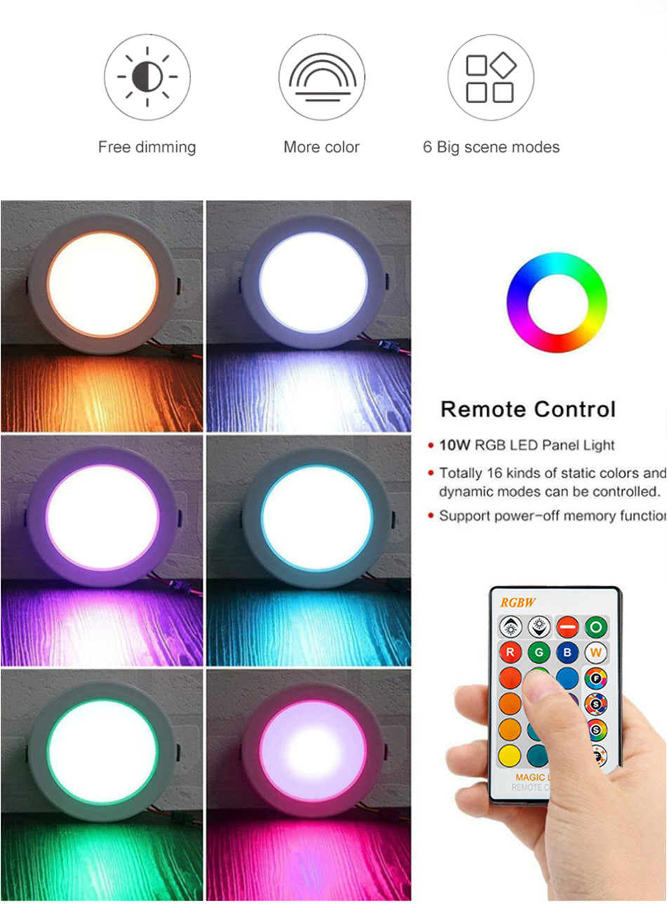 RGB W/WW Downlight Led 10W/20W Ceiling Decorative Downlight Living Room Background Wall Downlight RGB Remote Control Downlight