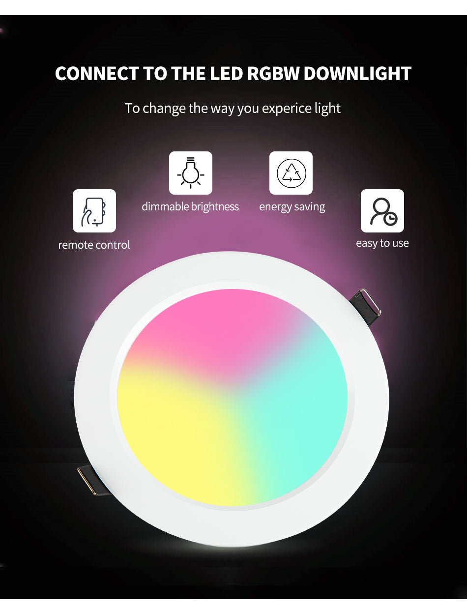 RGB W/WW Downlight Led 10W/20W Ceiling Decorative Downlight Living Room Background Wall Downlight RGB Remote Control Downlight