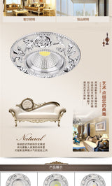 European Round Silver Garland Led Downlights 3W 5W 7W Cob Adjustable Angle Living Room Indoor Home Deco 110V 220V Recessed Lamp