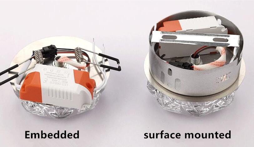 LED Downlights crystal lamp Downlight SMD Ceiling Spot Light With 3W/5W LED Driver AC110V 220V indoor Decoration