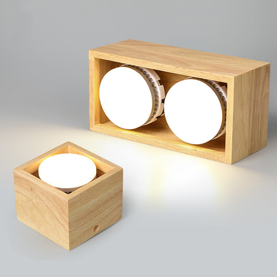 Modern Downlight LED Surface Mounted Ceiling Light Square Wood Color 9W 18W Spotlight For Dining Living Room