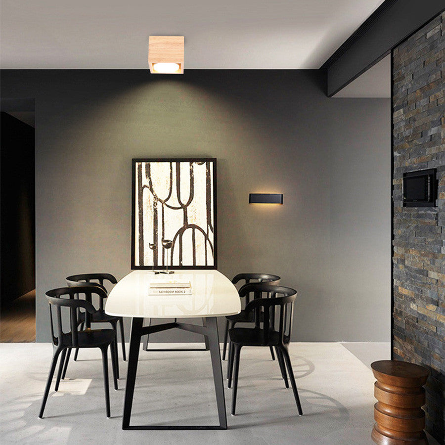 Modern Downlight LED Surface Mounted Ceiling Light Square Wood Color 9W 18W Spotlight For Dining Living Room