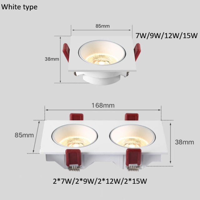QIUBOSS Dimmable LED Embedded Downlights Bedroom 220V Led Spotlights COB Ceiling Lamps 7W 15W Recessed Light for Indoor Lighting